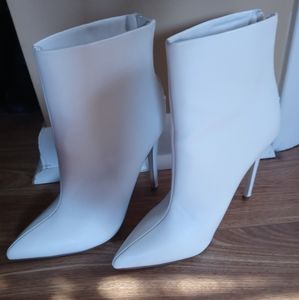 JustFab White stiletto ankle boots